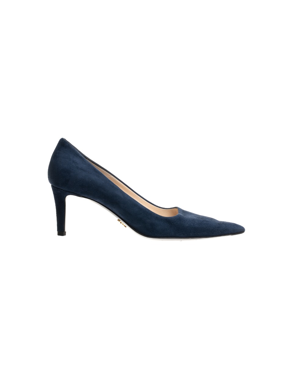 Prada pointed toe blue suede kitten heels thumbnail
