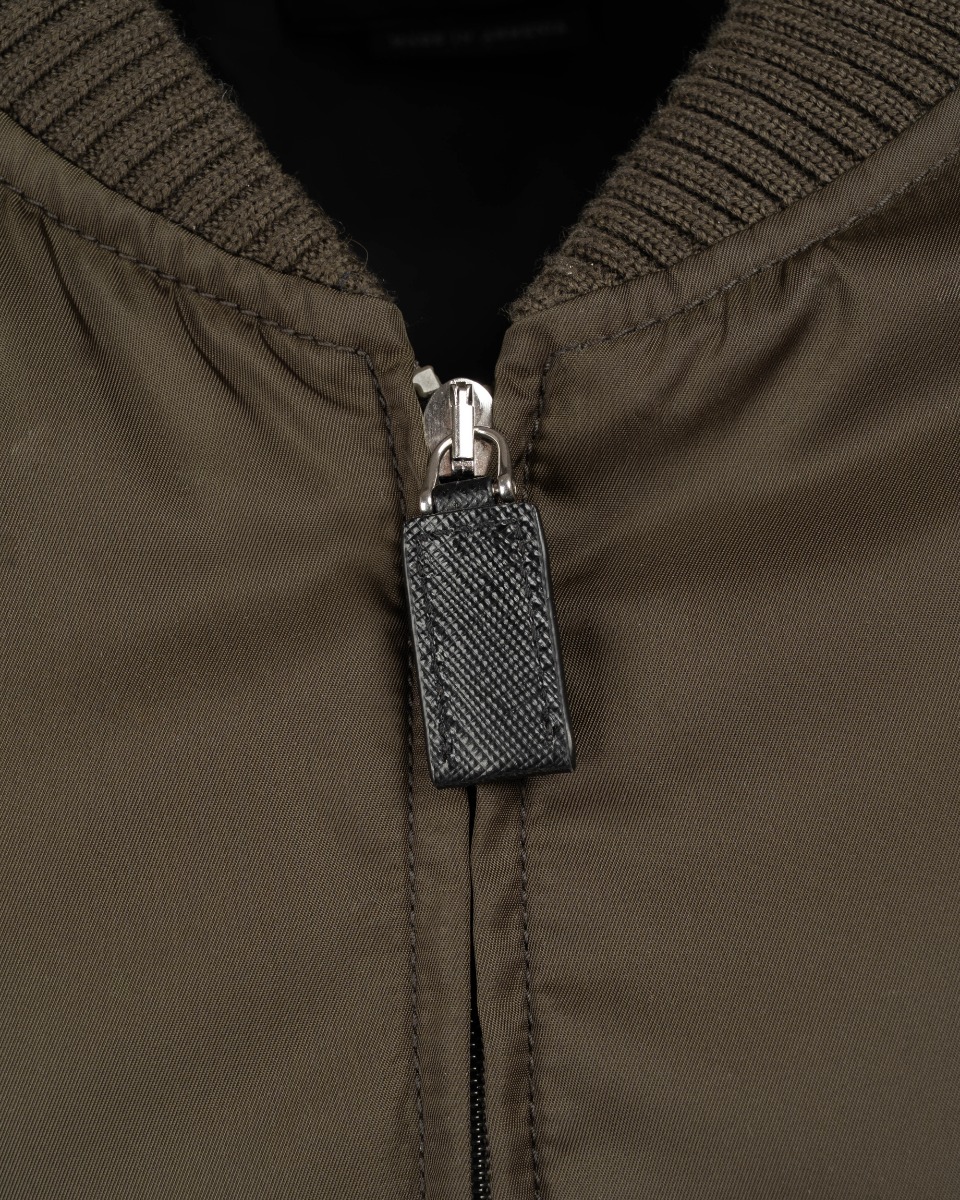 Prada chest logo-plaque nylon padded bomber jacket thumbnail