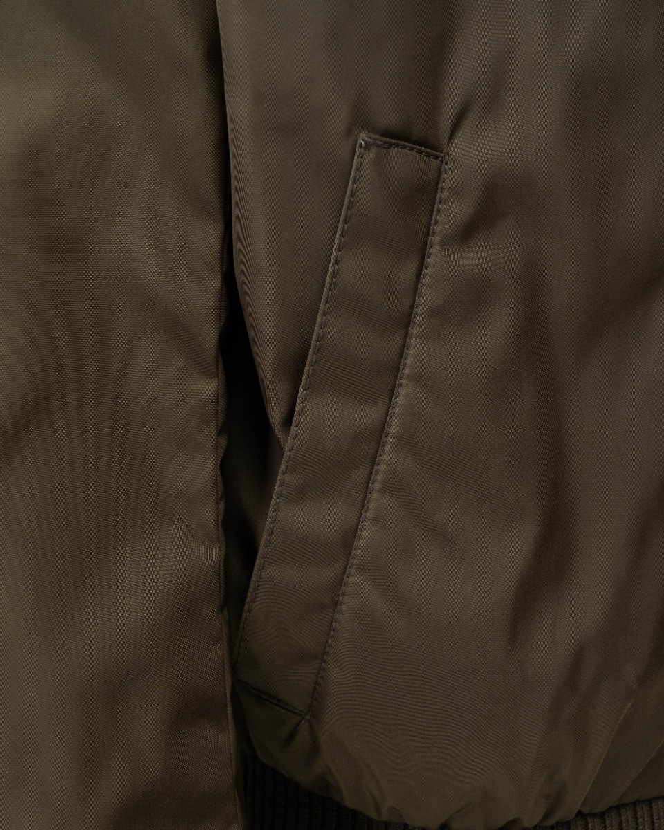 Prada chest logo-plaque nylon padded bomber jacket thumbnail