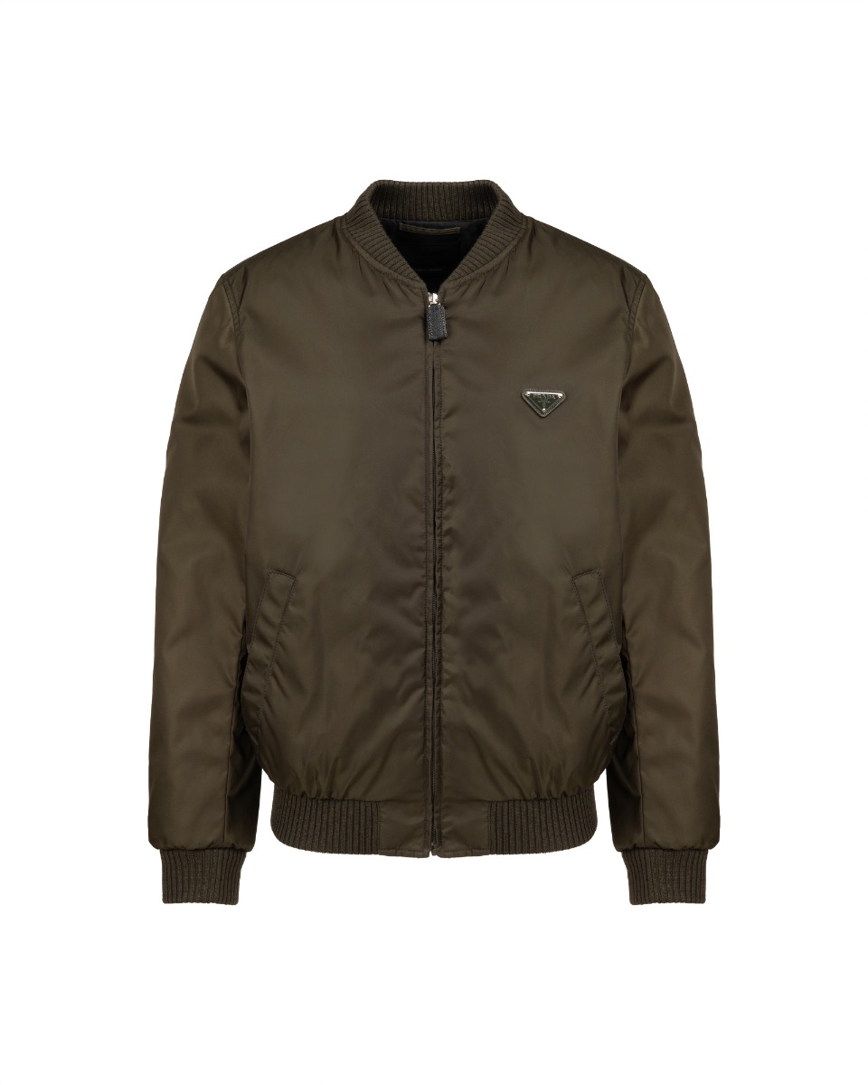 Prada chest logo-plaque nylon padded bomber jacket thumbnail