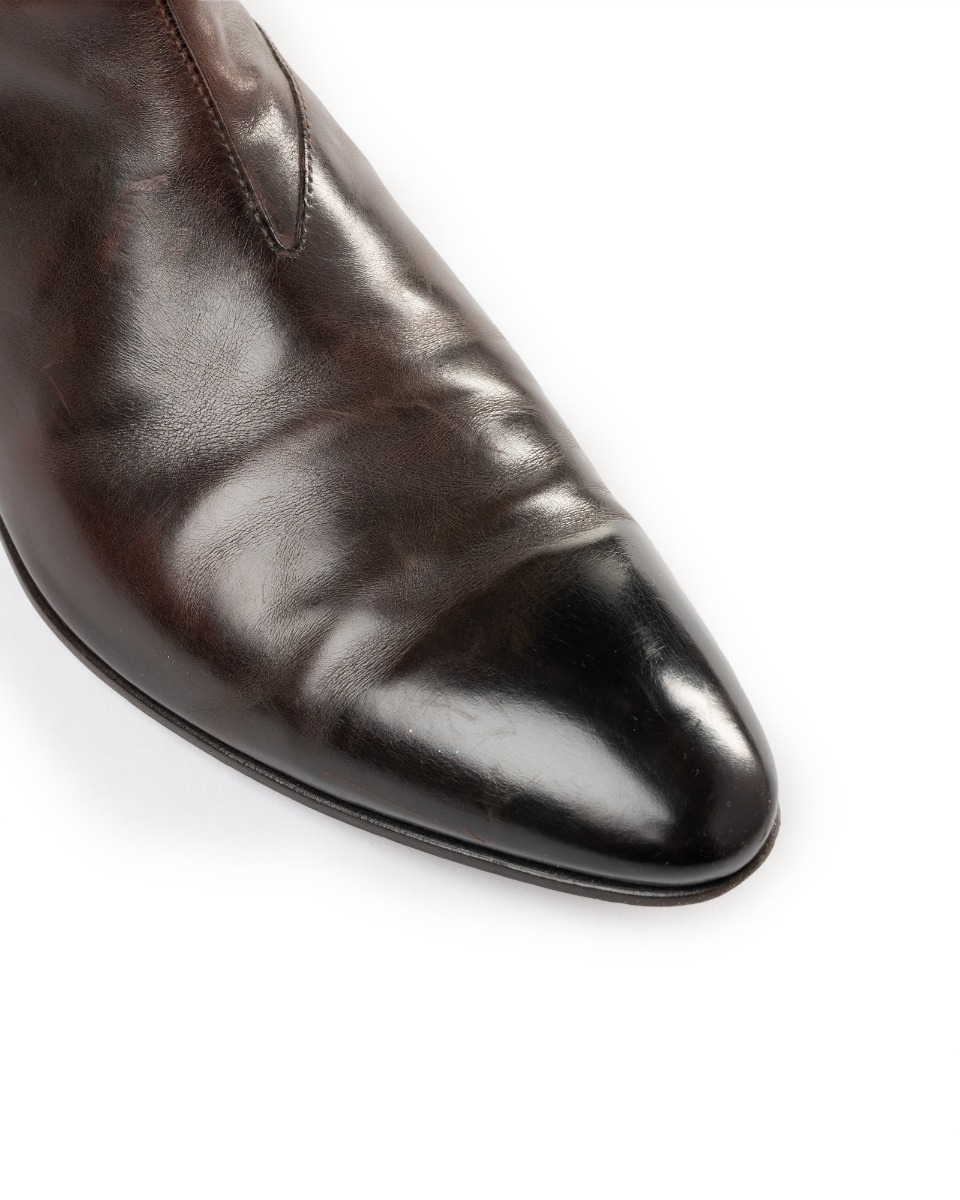 Prada Chocolate-brown pointy toe ankle boots thumbnail