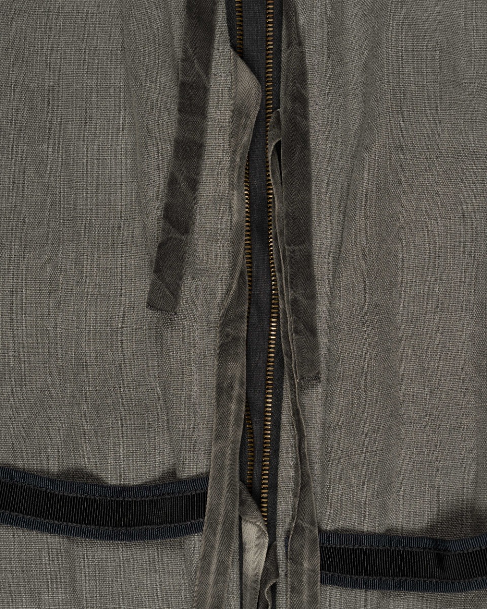 Prada tie-fastening linen grey coat thumbnail
