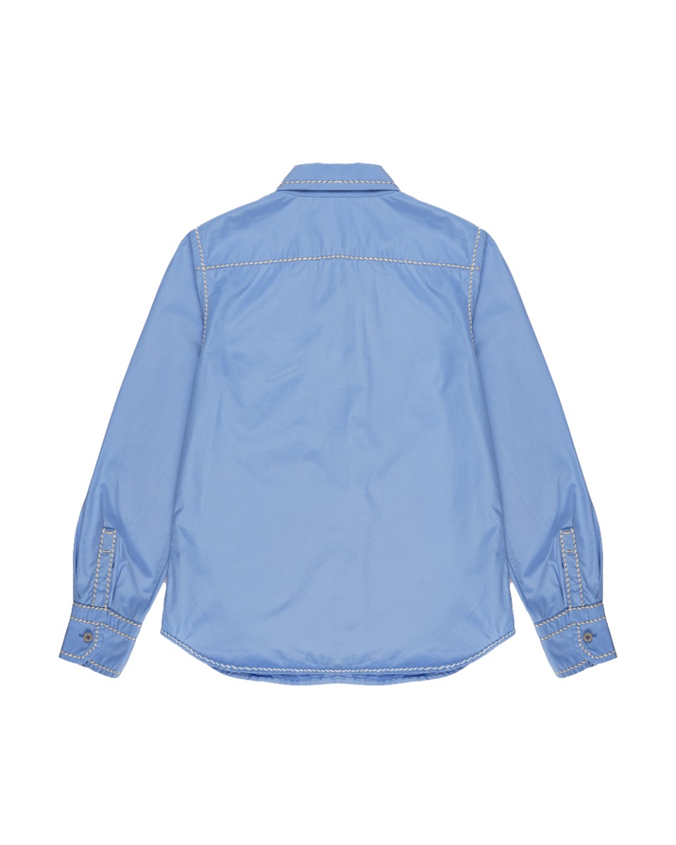 Prada contrast-stitching poplin blue button-up shirt thumbnail