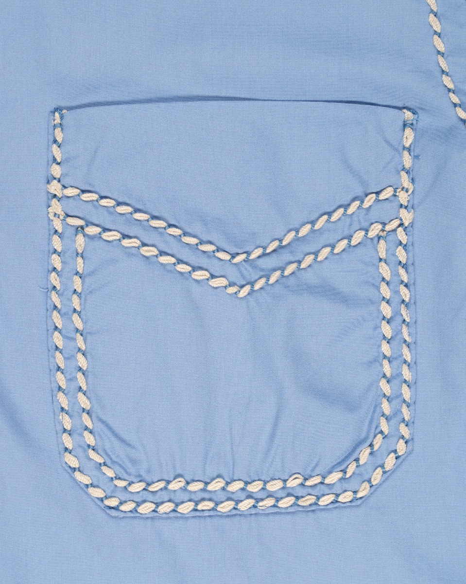 Prada contrast-stitching poplin blue button-up shirt thumbnail