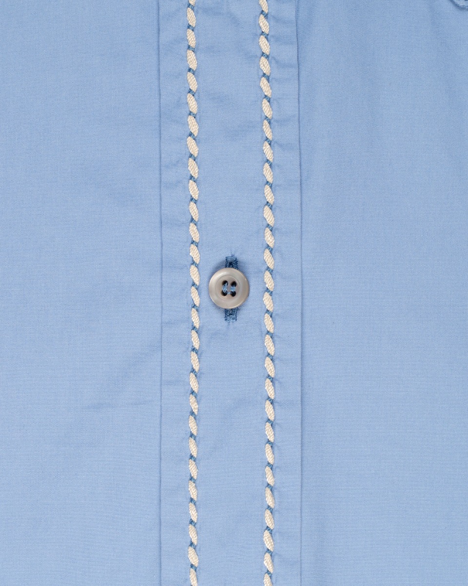 Prada contrast-stitching poplin blue button-up shirt thumbnail