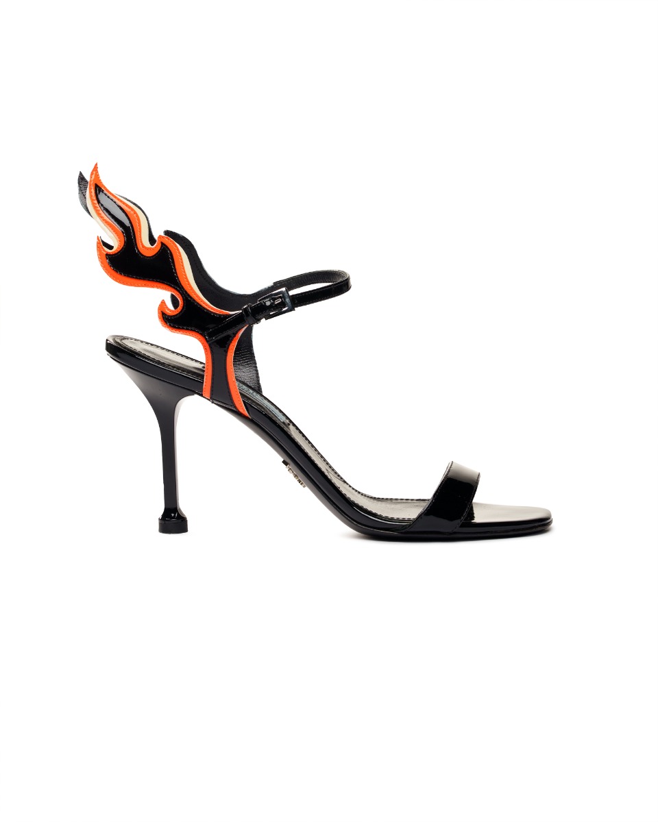 Prada Flame patent leather heel sandals thumbnail