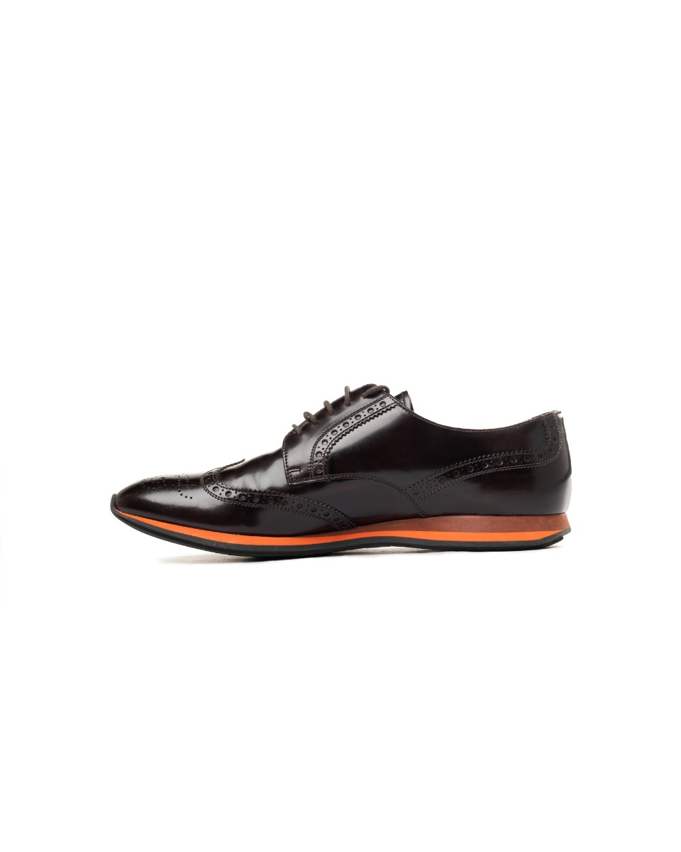 Prada Lasercut Brogues brown leather oxford shoes thumbnail