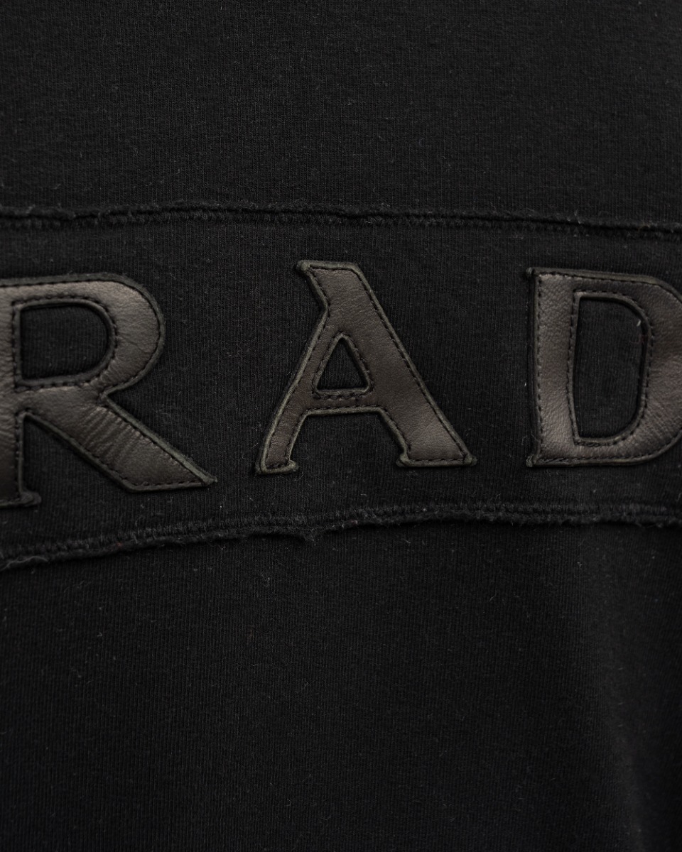 Prada leather logo embroidery zip sweatshirt thumbnail