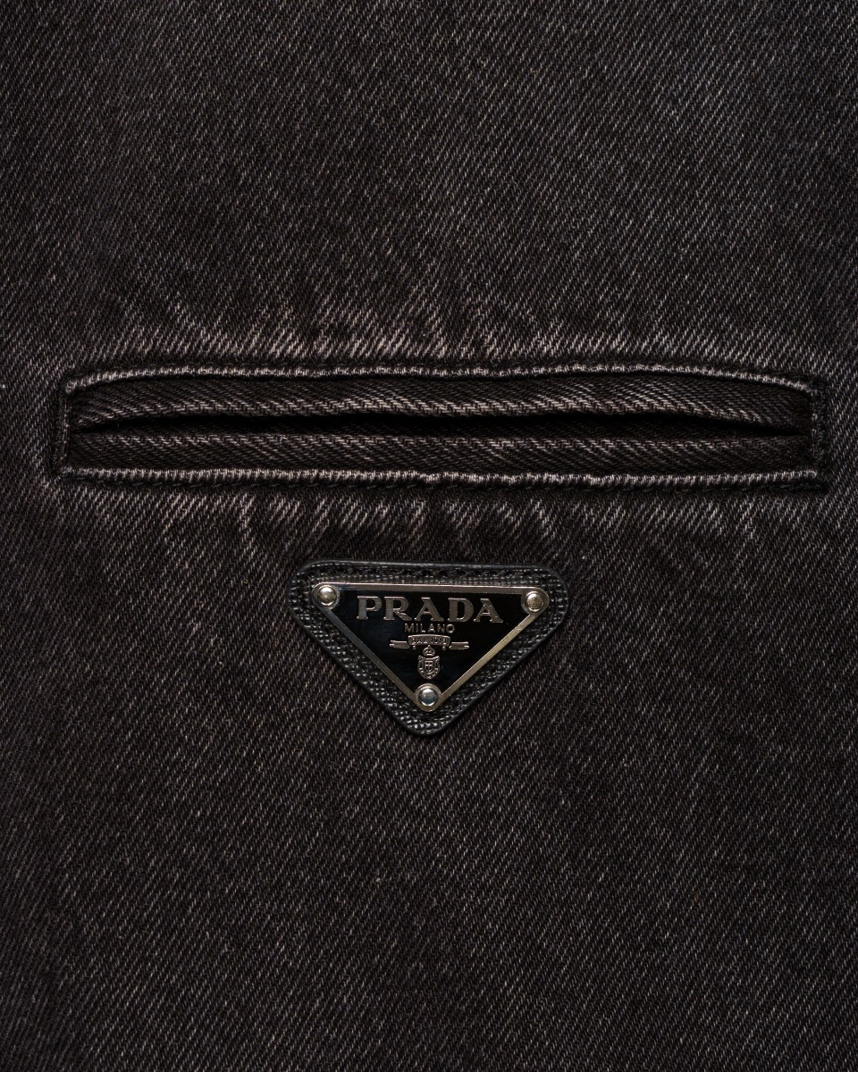 Prada padded denim bomber jacket thumbnail