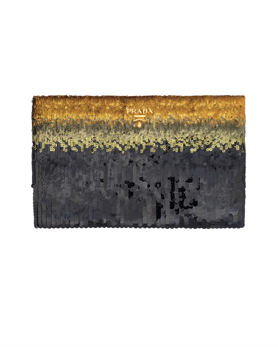 Prada sequin-embellished ombre clutch bag thumbnail