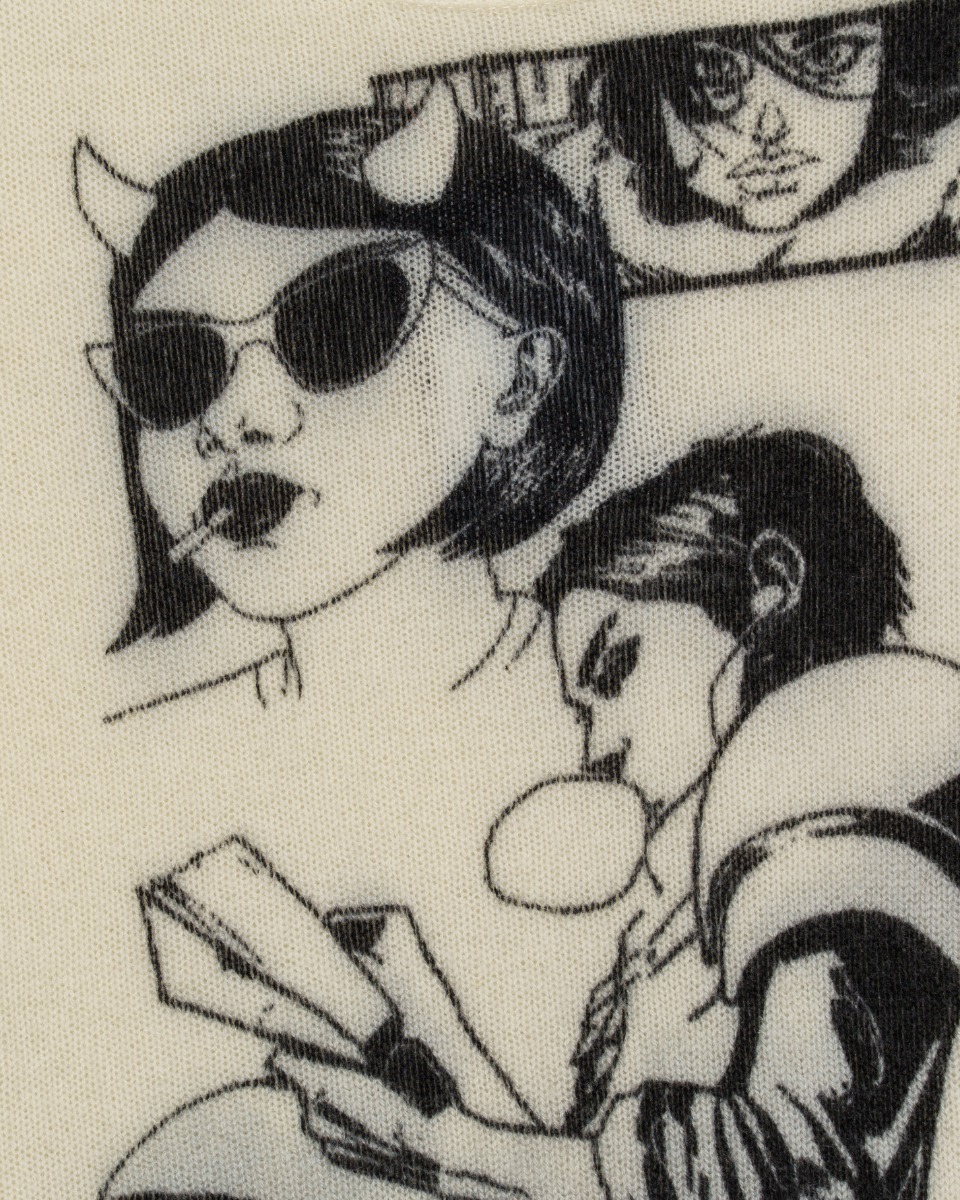 Prada Tarpé Mills inspired "Comic" cropped sweater thumbnail