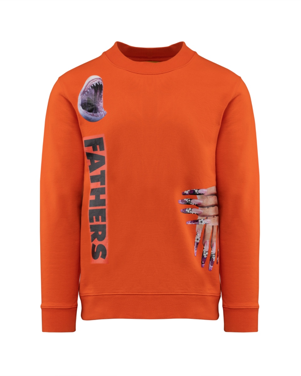 Raf Simons x Sterling Ruby Fathers orange crewneck sweatshirt thumbnail
