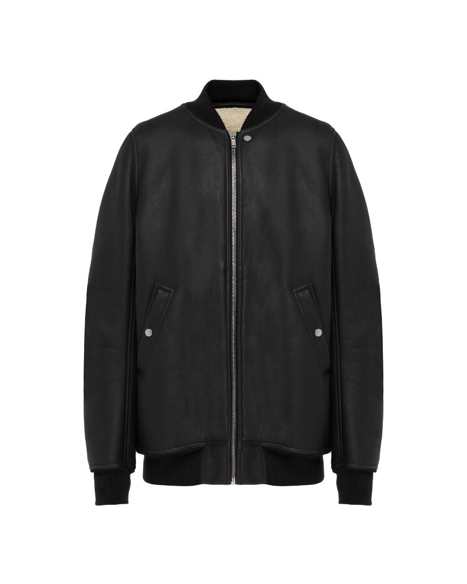 Rick Owens "SISYPHUS" lamb leather shearling bomber jacket thumbnail