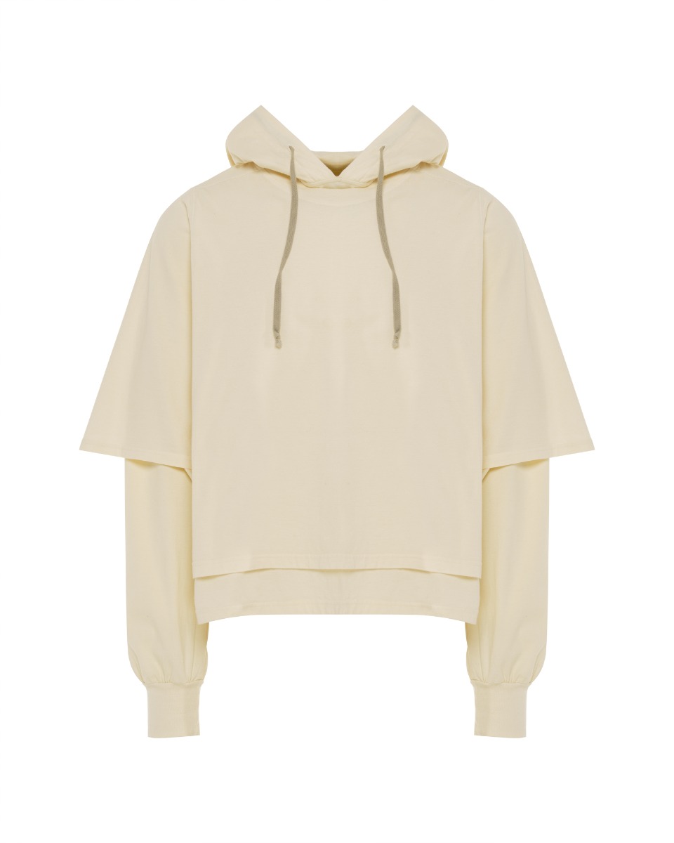 Rick Owens DRKSHDW Hustler layered cotton jersey hoodie thumbnail
