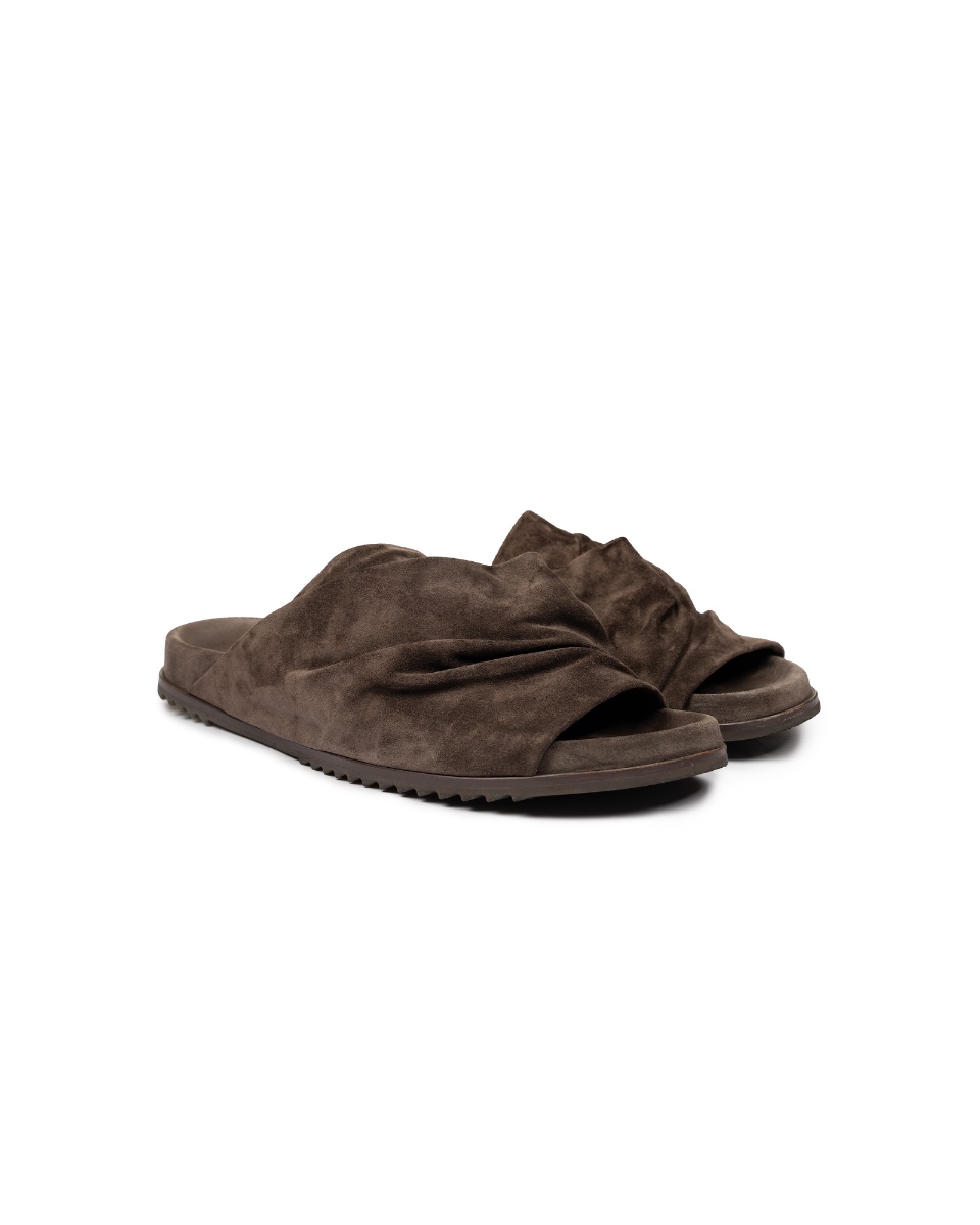 Rick Owens Mobius Granola Dark Dust leather slides thumbnail