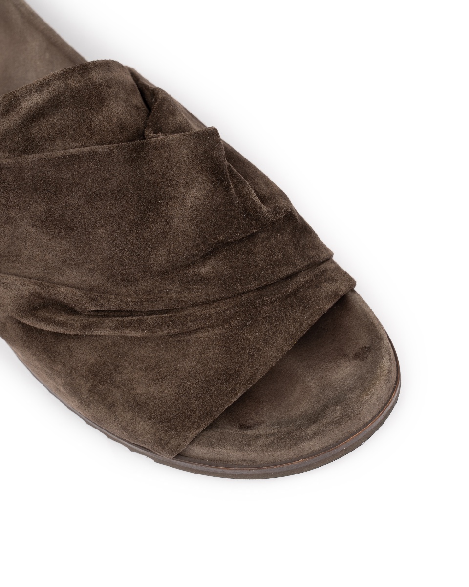 Rick Owens Mobius Granola Dark Dust leather slides thumbnail