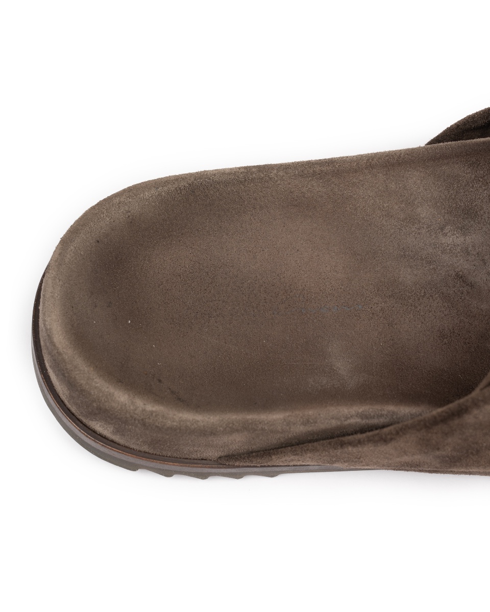 Rick Owens Mobius Granola Dark Dust leather slides thumbnail