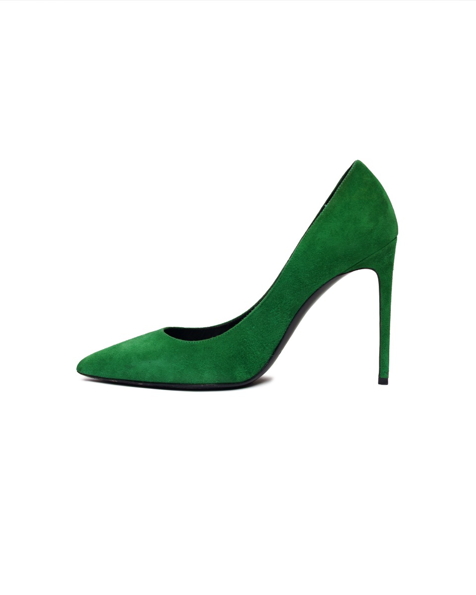 Saint Laurent Anja suede green heels thumbnail