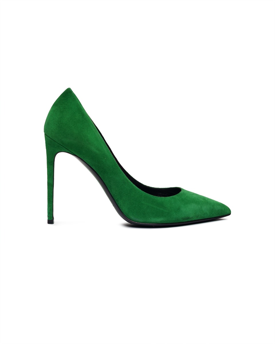 Saint Laurent Anja suede green heels thumbnail