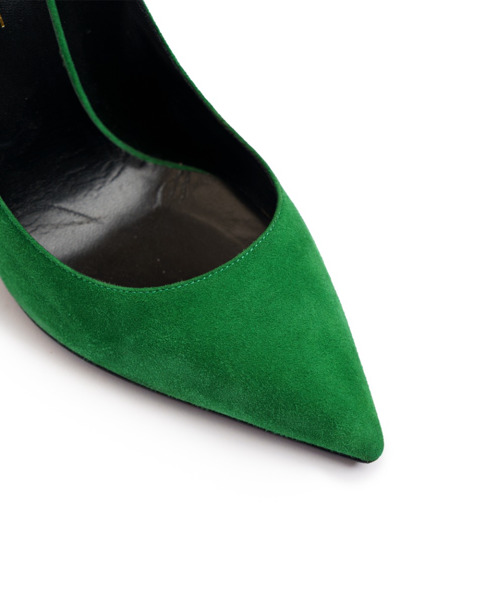 Saint Laurent Anja suede green heels thumbnail
