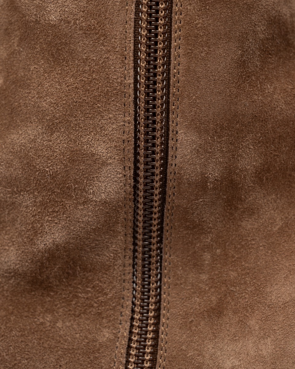 Saint Laurent Auteuil 105 velvet over-the-knee brown boots thumbnail