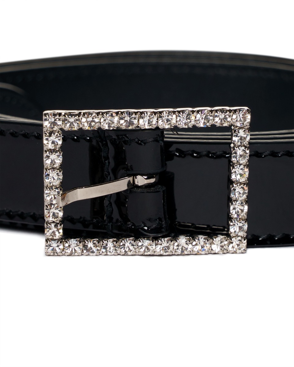 Saint Laurent crystal-embellished patent leather belt thumbnail