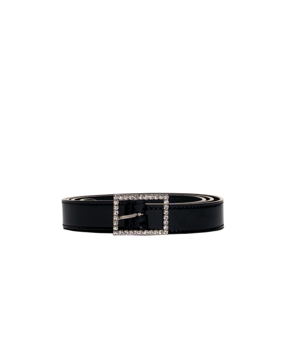 Saint Laurent crystal-embellished patent leather belt thumbnail