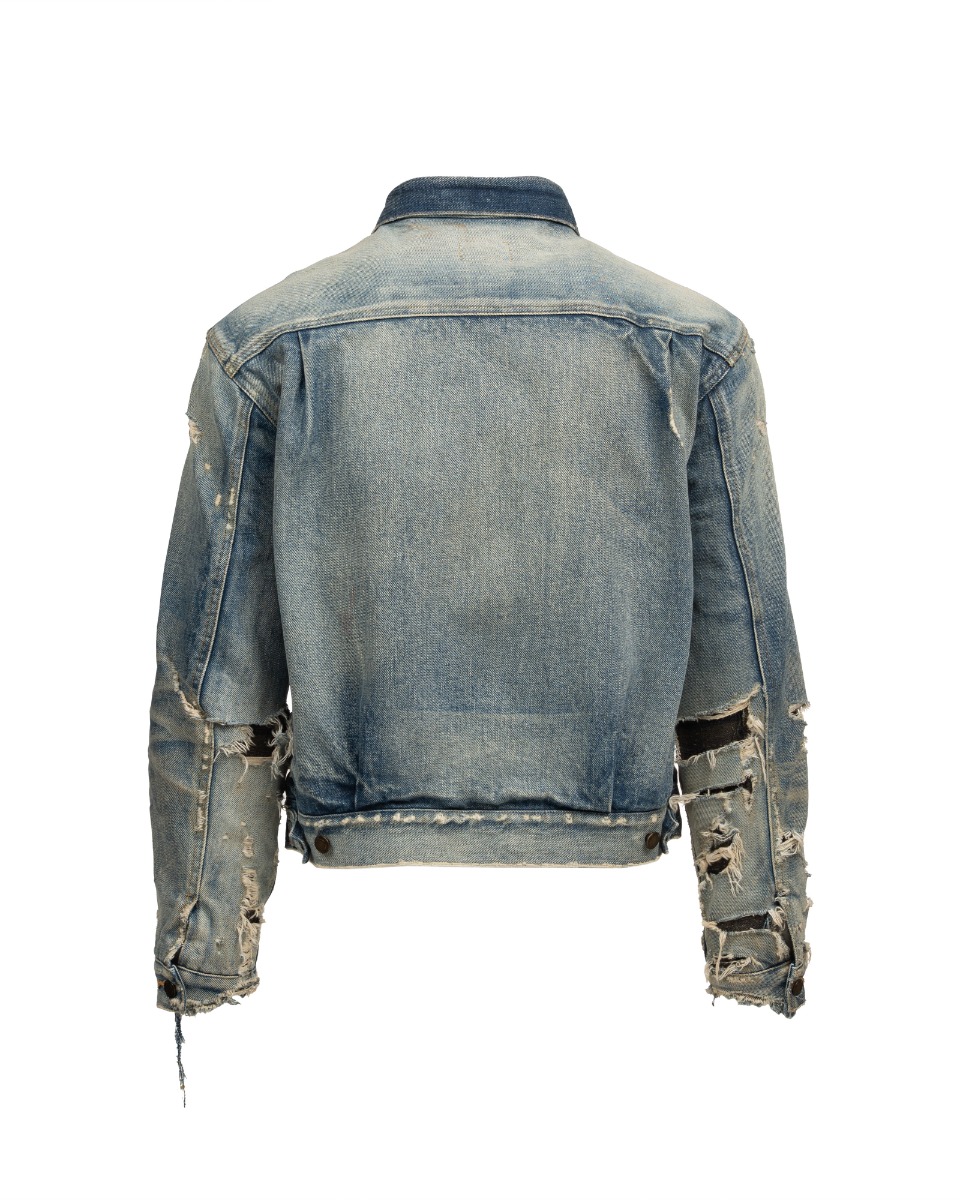 Saint Laurent distressed-effect faded denim jacket thumbnail