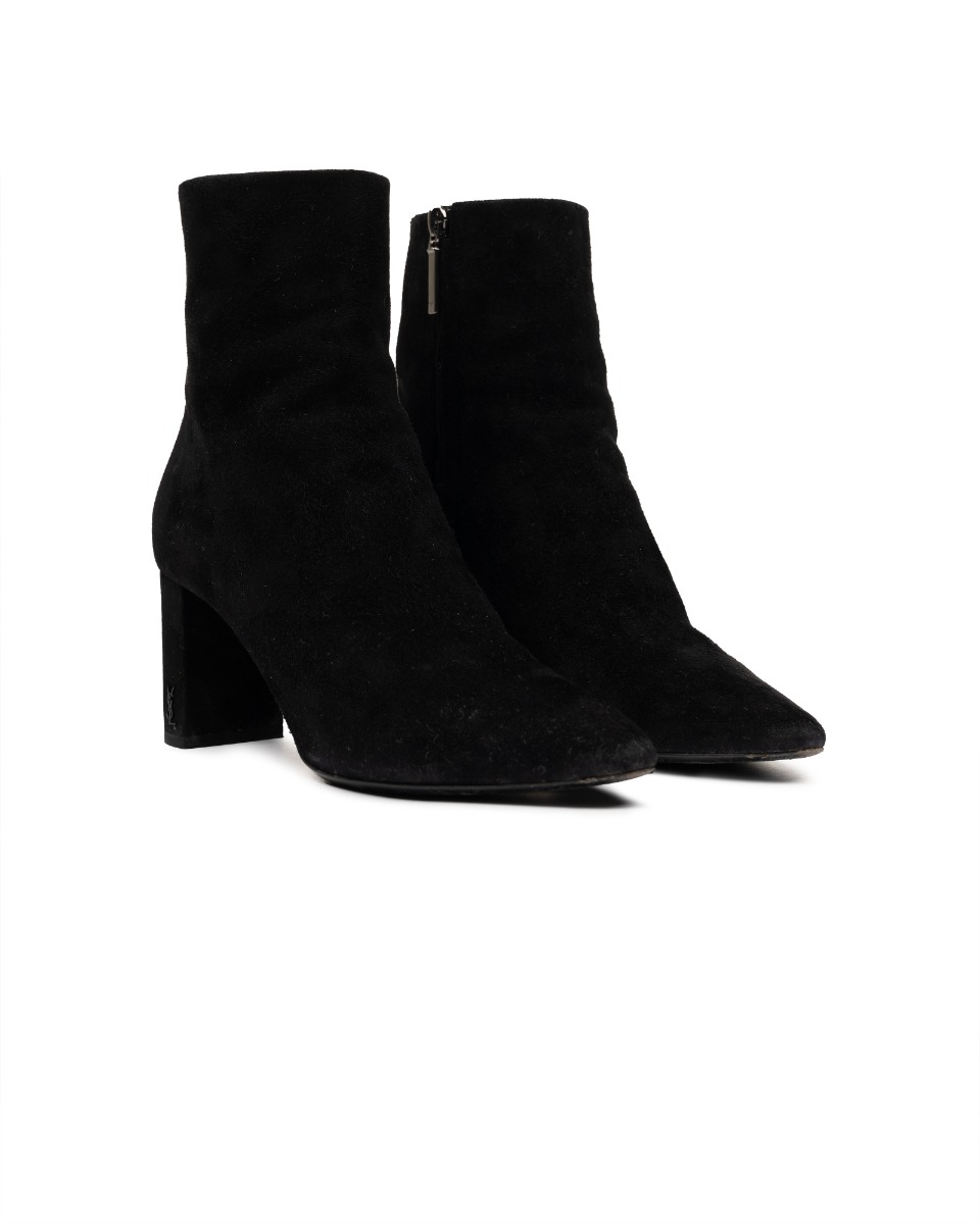 Saint Laurent Lou 70 pin-logo suede ankle boots thumbnail