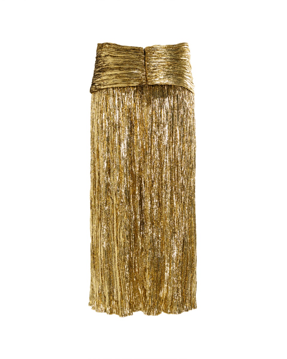 Saint Laurent metallic-effect pleated skirt thumbnail