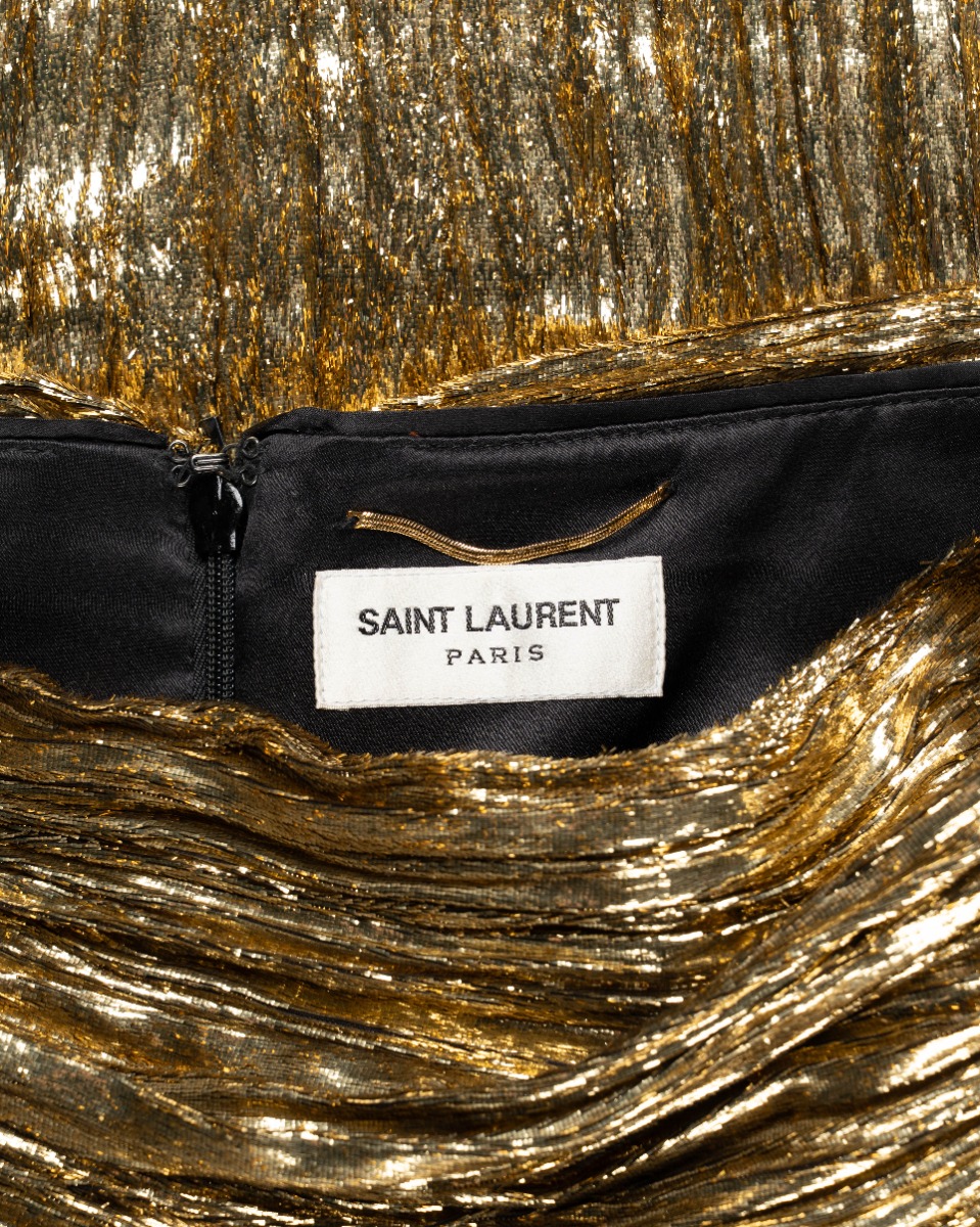 Saint Laurent metallic-effect pleated skirt thumbnail
