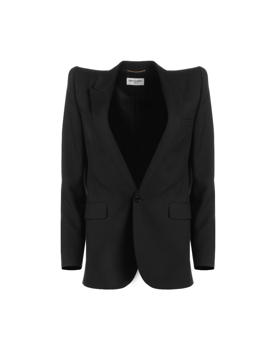 Saint Laurent Pagoda-shoulder gabardine blazer jacket thumbnail