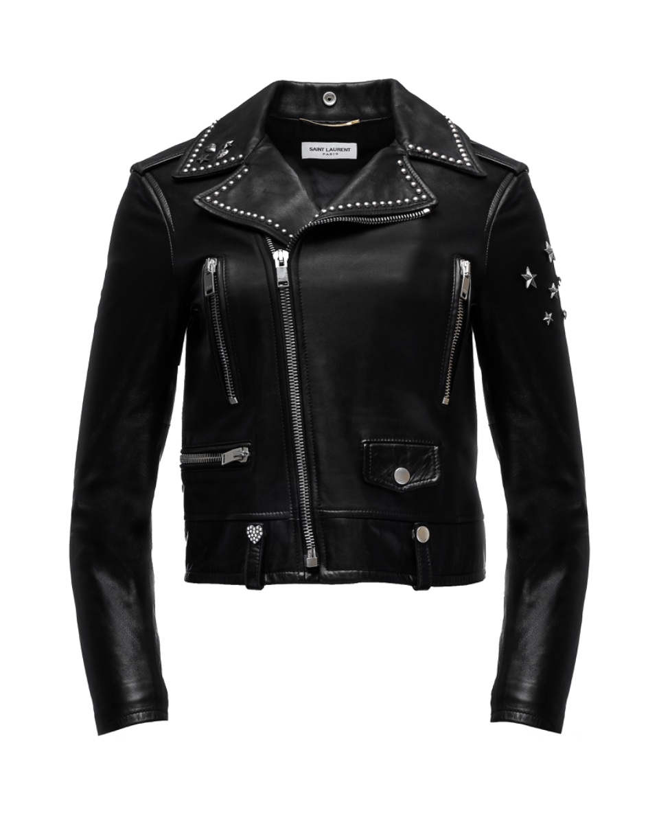Saint Laurent star studded leather biker jacket thumbnail