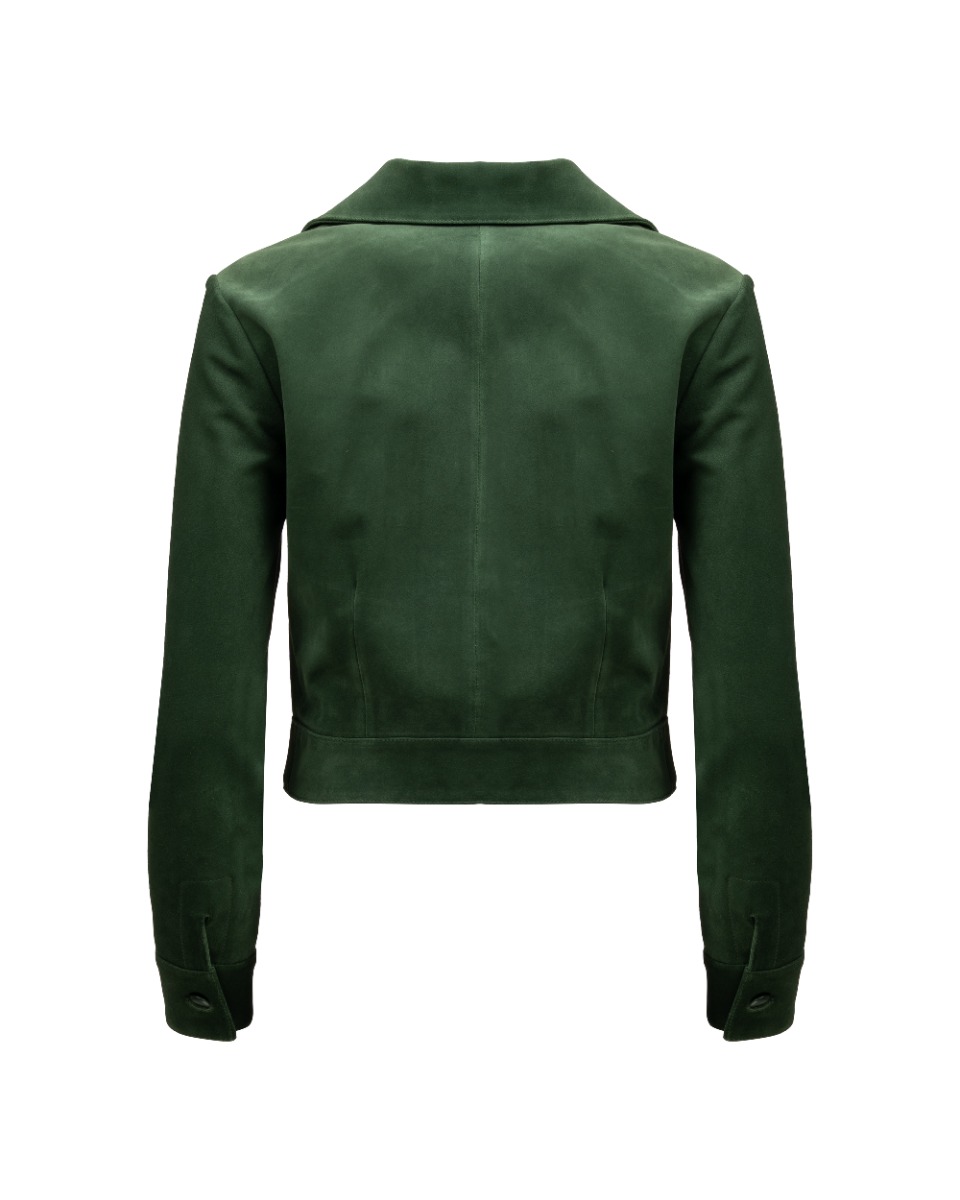 Saint Laurent suede trucker green jacket thumbnail