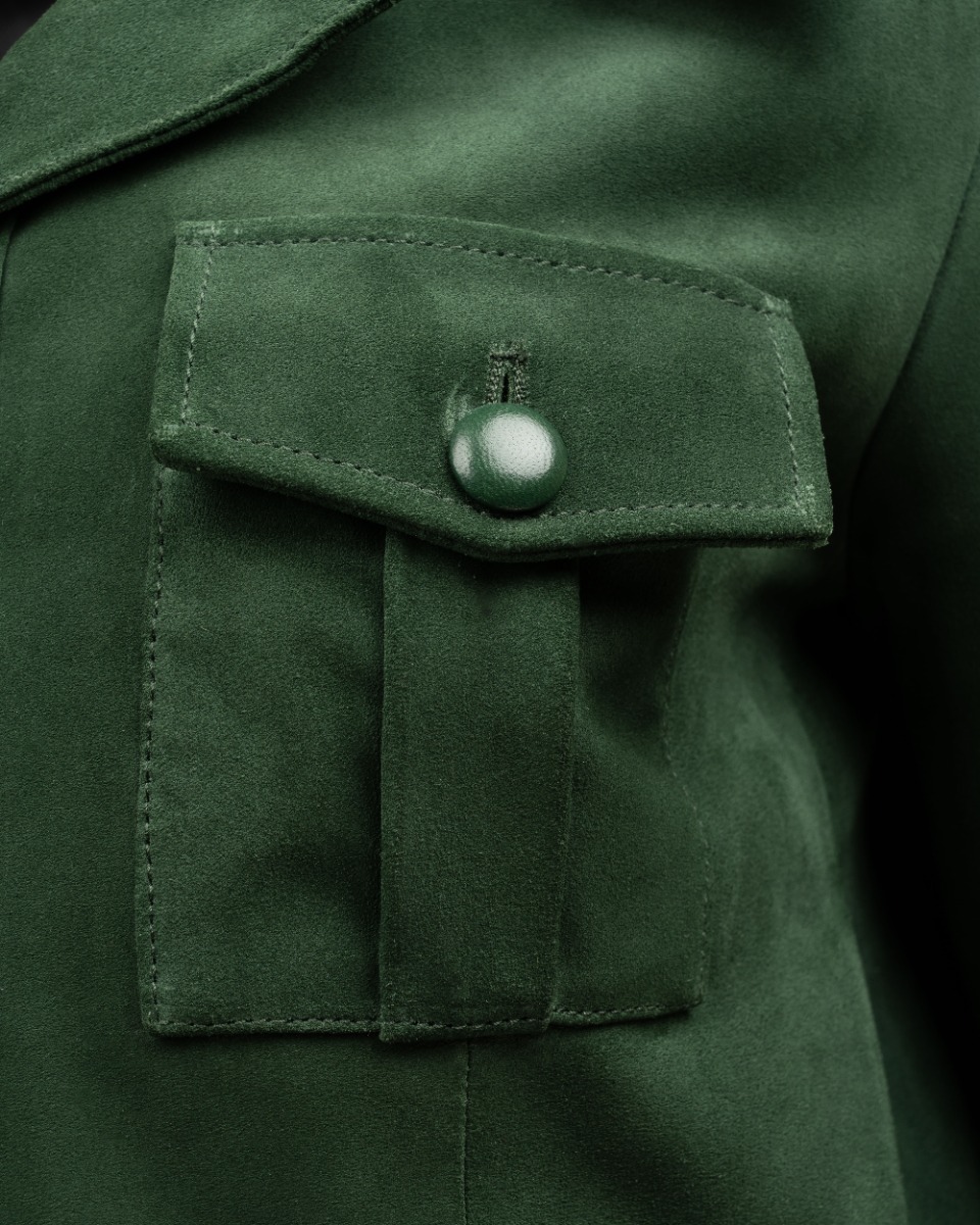 Saint Laurent suede trucker green jacket thumbnail