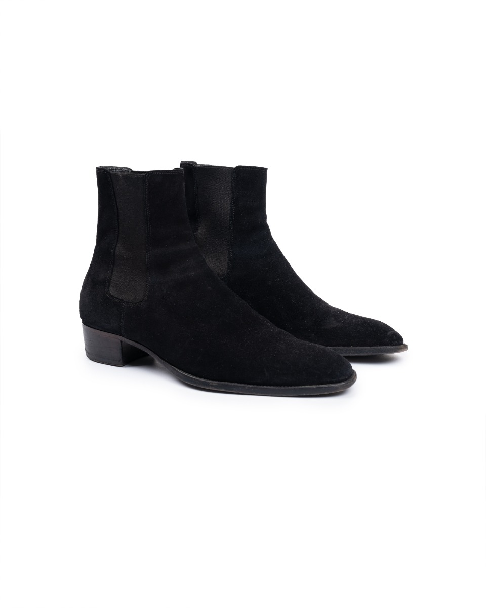 Saint Laurent Wyatt Chelsea suede black boots thumbnail