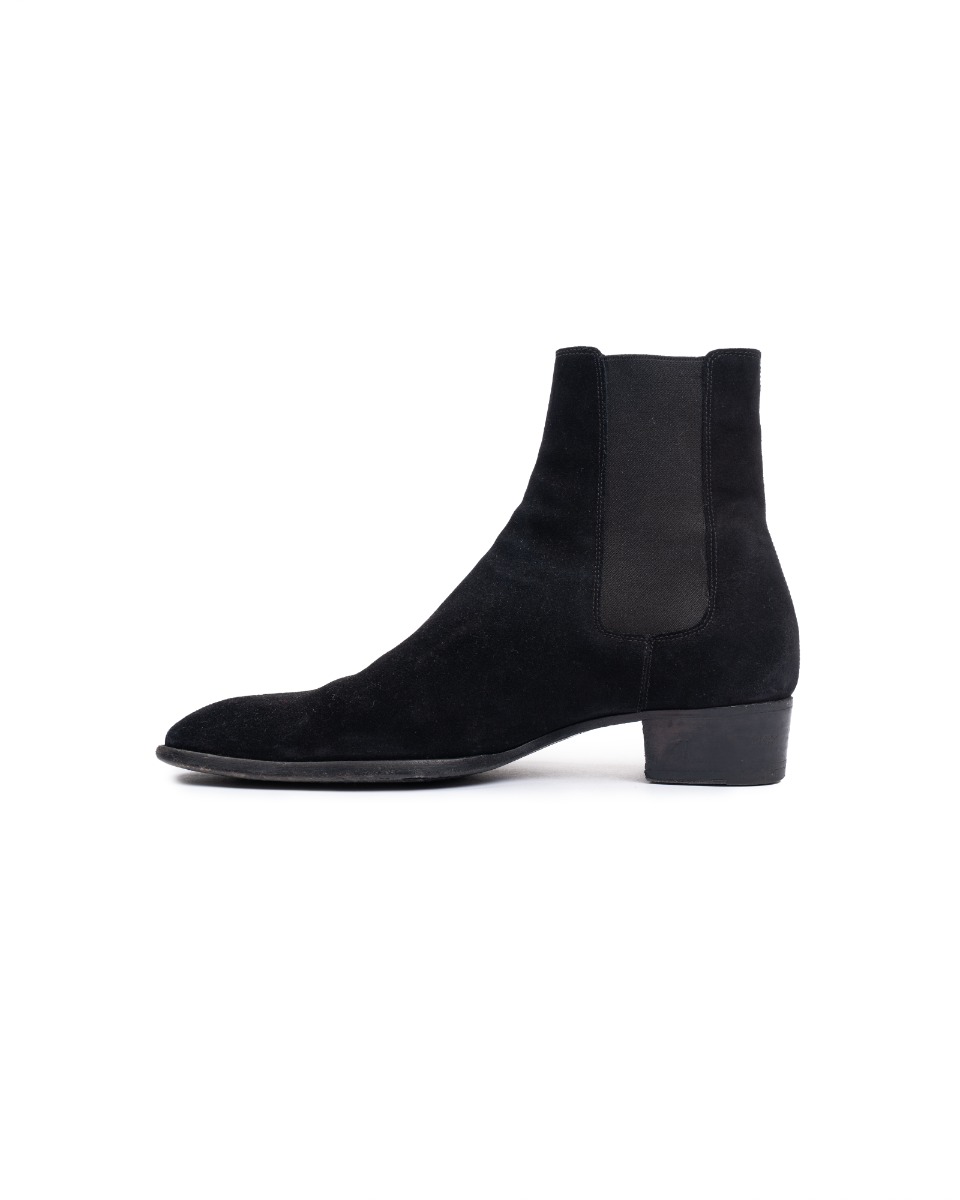 Saint Laurent Wyatt Chelsea suede black boots thumbnail