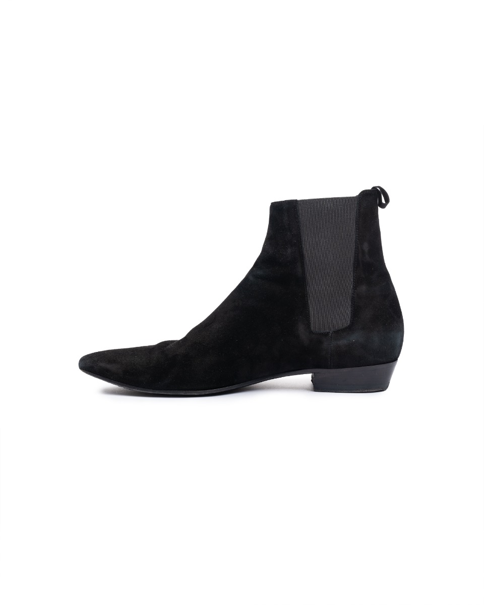 Saint Laurent Wyatt Chelsea suede black boots thumbnail