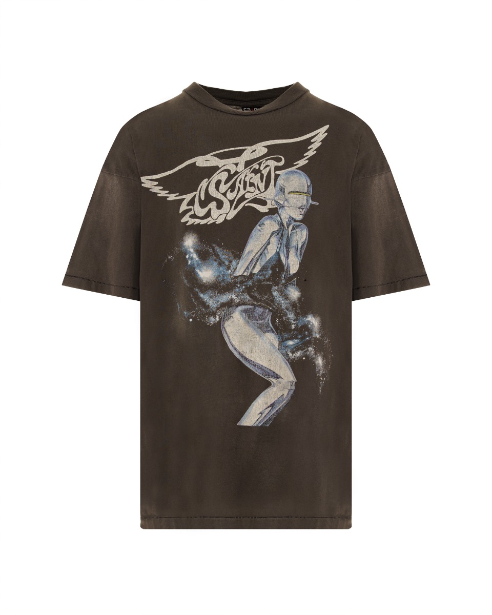 Saint Michael x Hajime Sorayama graphic washed grey t-shirt thumbnail