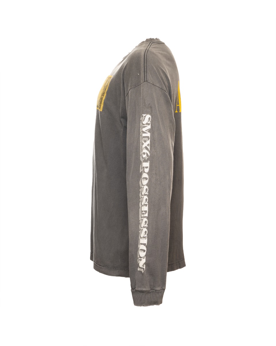 Saint Michael "Money Anxiety" washed grey long sleeve t-shirt thumbnail