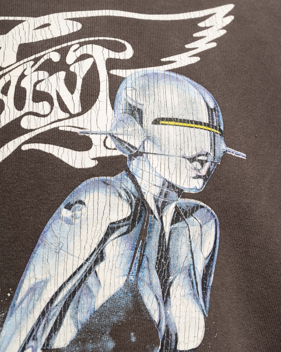 Saint Michael x Hajime Sorayama graphic washed grey crewneck sweater thumbnail