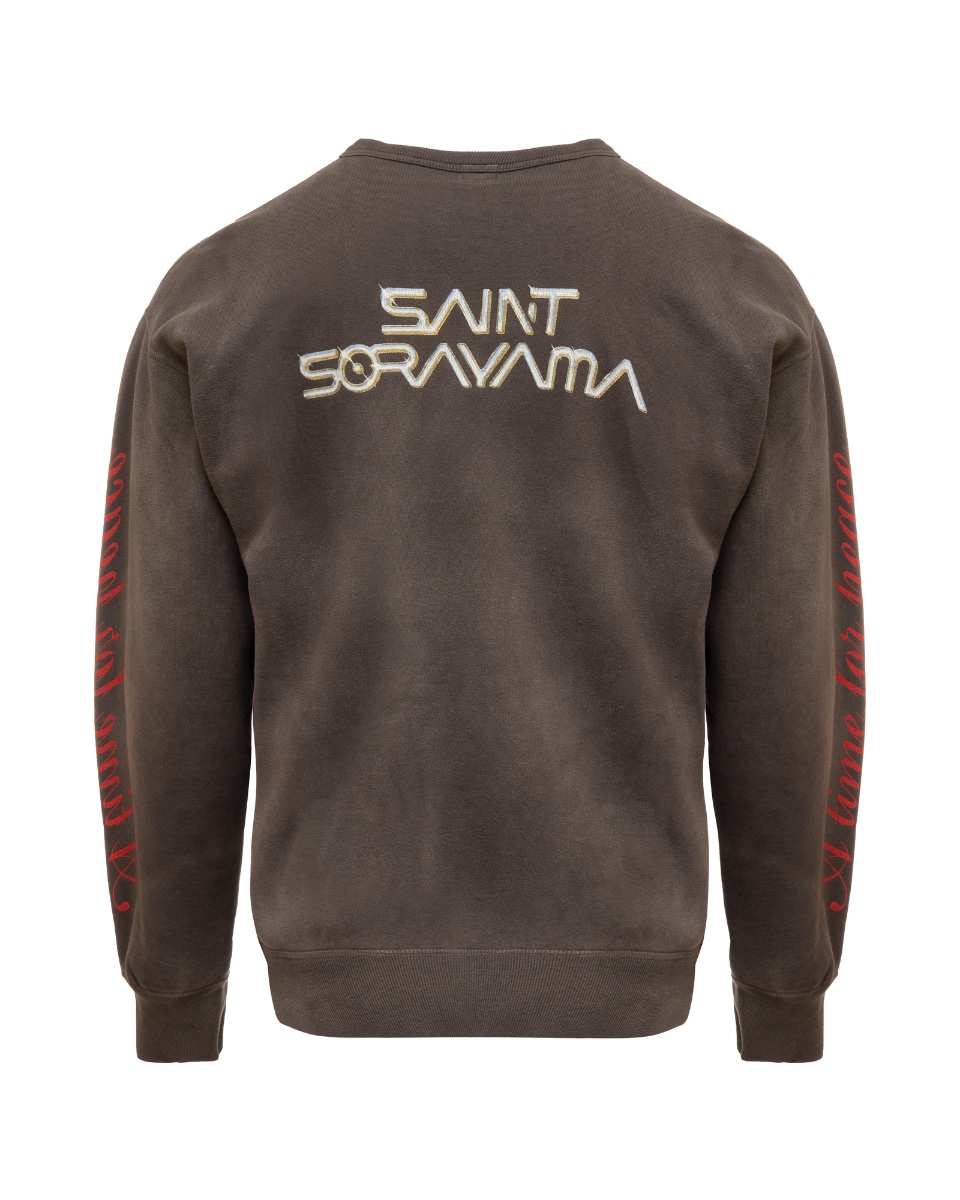 Saint Michael x Hajime Sorayama graphic washed grey crewneck sweater thumbnail
