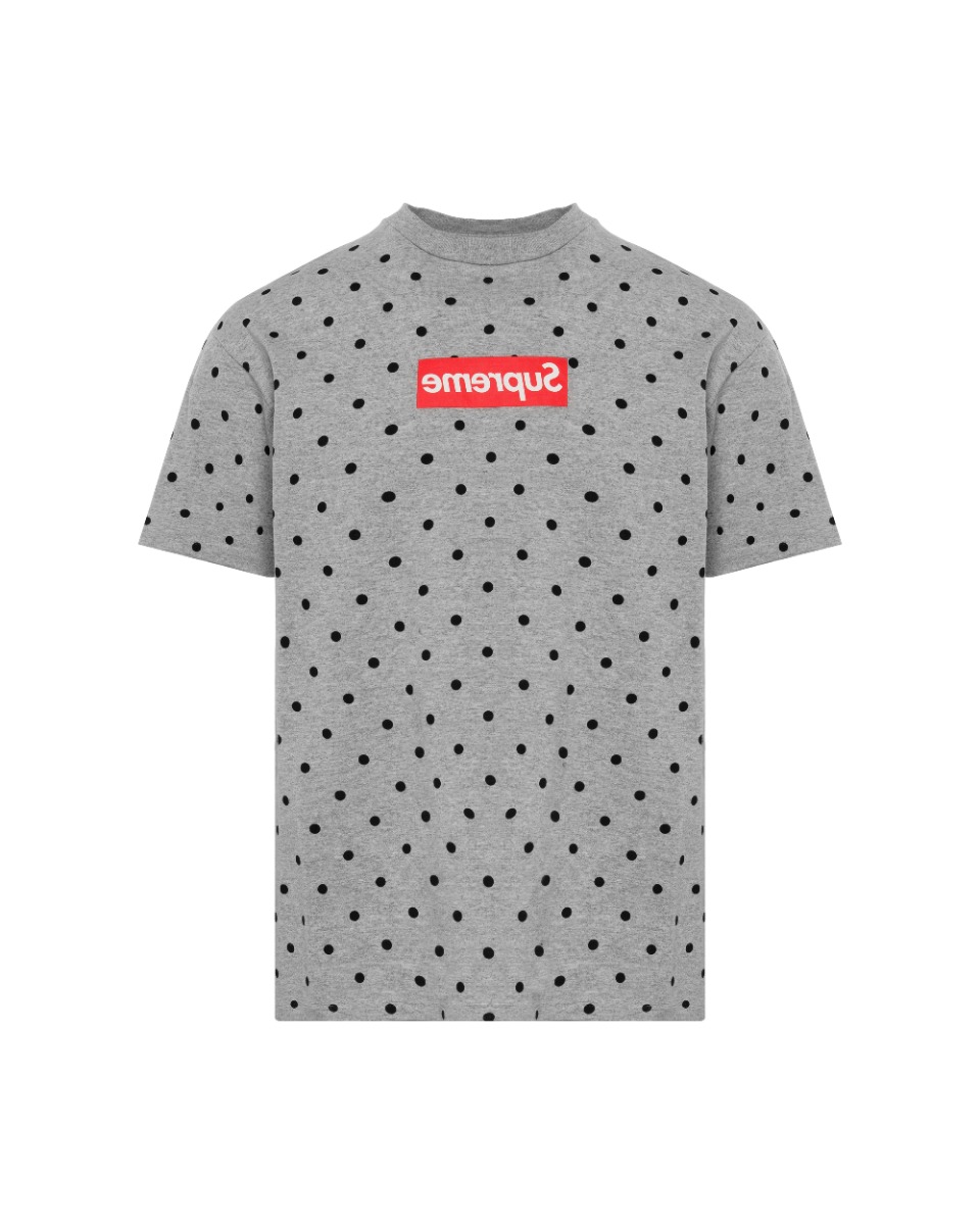 Supreme x COMME des GARÇONS SHIRT Polka Dot box logo grey t-shirt thumbnail