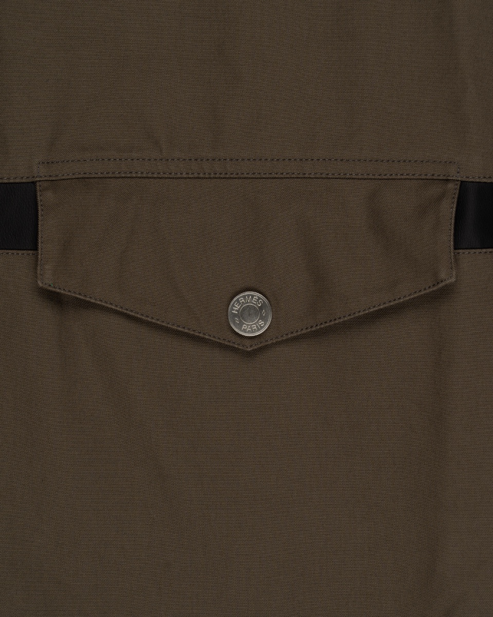 Hermes "Poche a cheval" khaki trench coat thumbnail