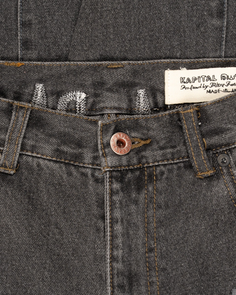 Kapital Kountry 14oz skeleton bones denim shorts thumbnail