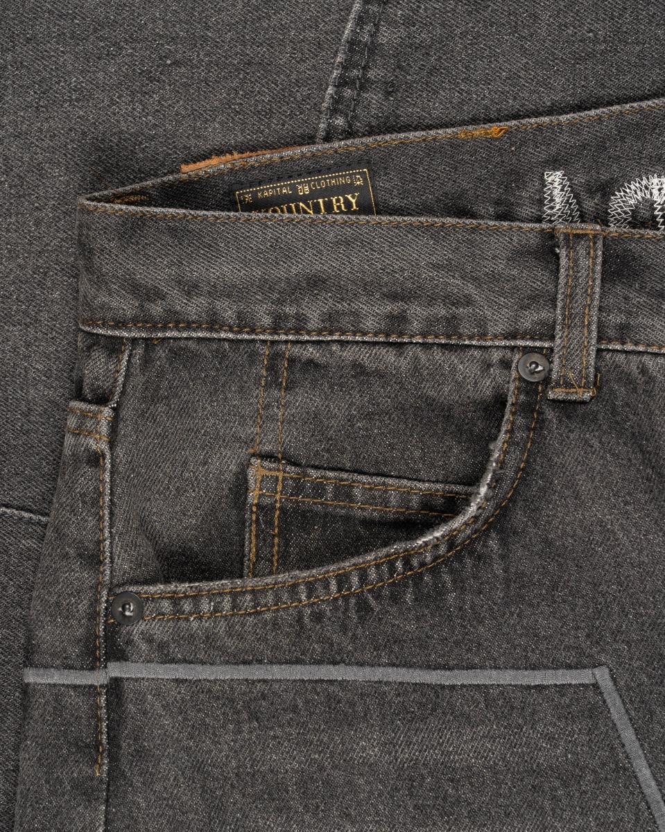 Kapital Kountry 14oz skeleton bones denim shorts thumbnail