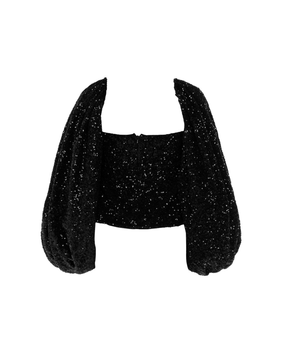 The Attico balloon-sleeve sequin-embellished blouse thumbnail