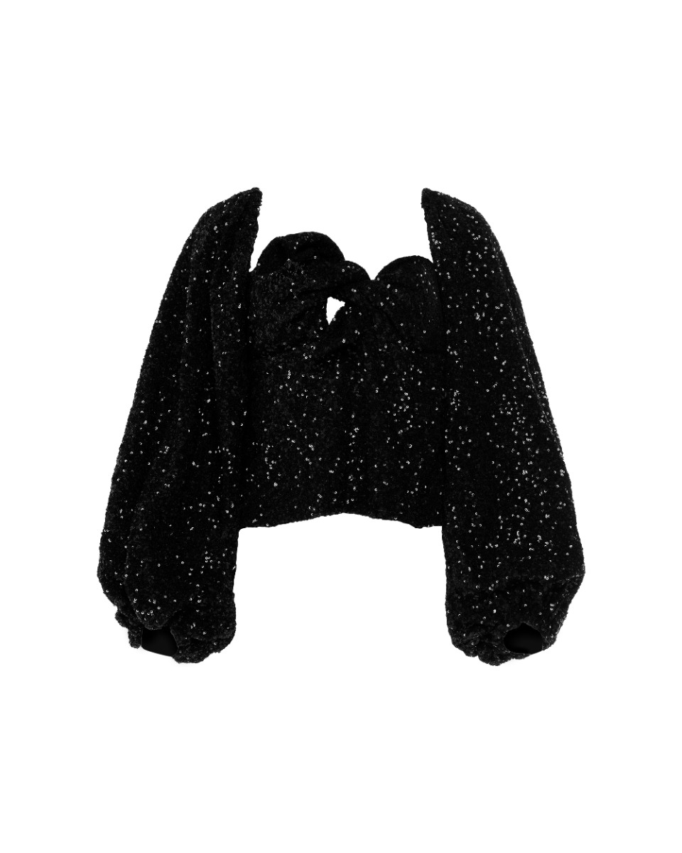 The Attico balloon-sleeve sequin-embellished blouse thumbnail