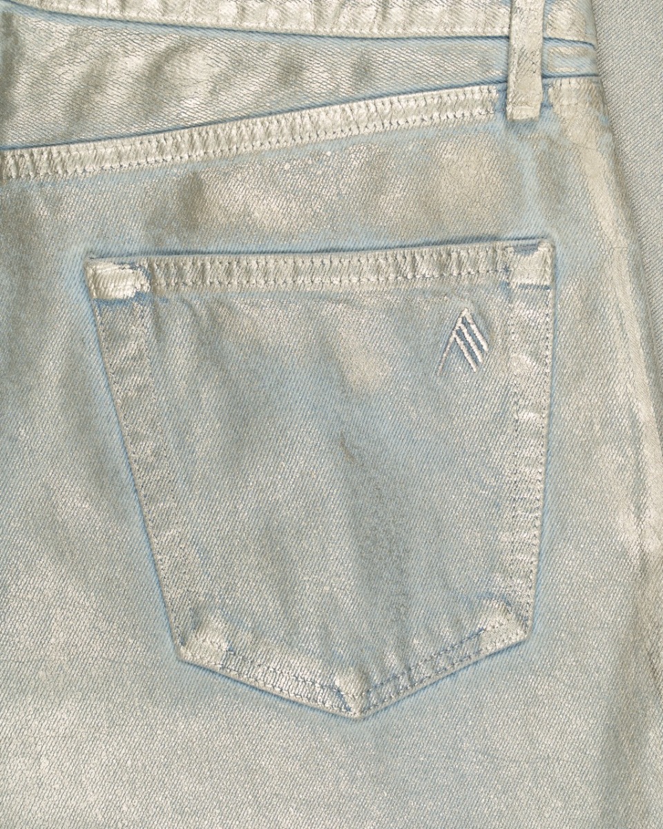 The Attico metallic coated straight-leg denim pants thumbnail