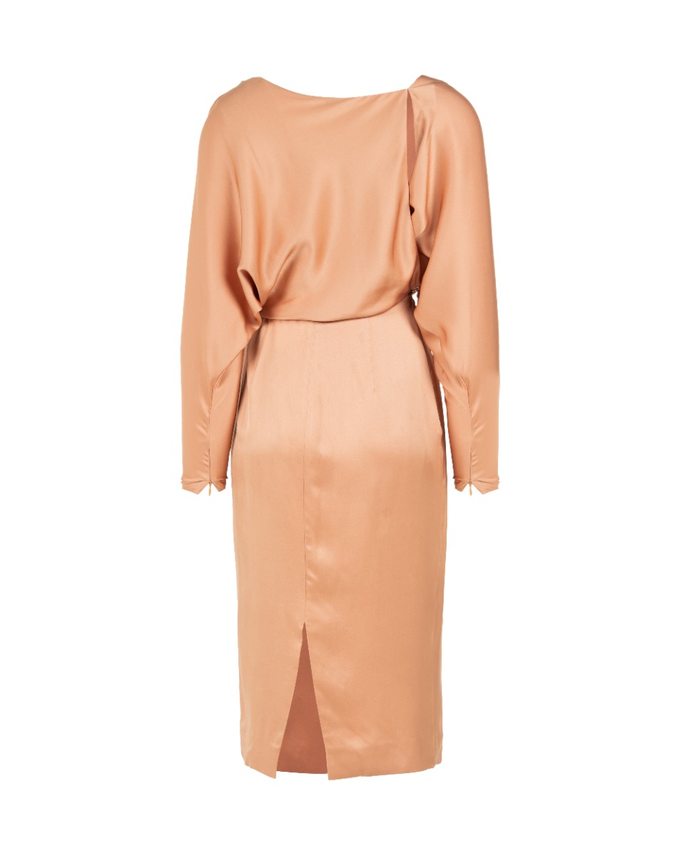 Tom Ford cut-out draped silk sand midi dress thumbnail